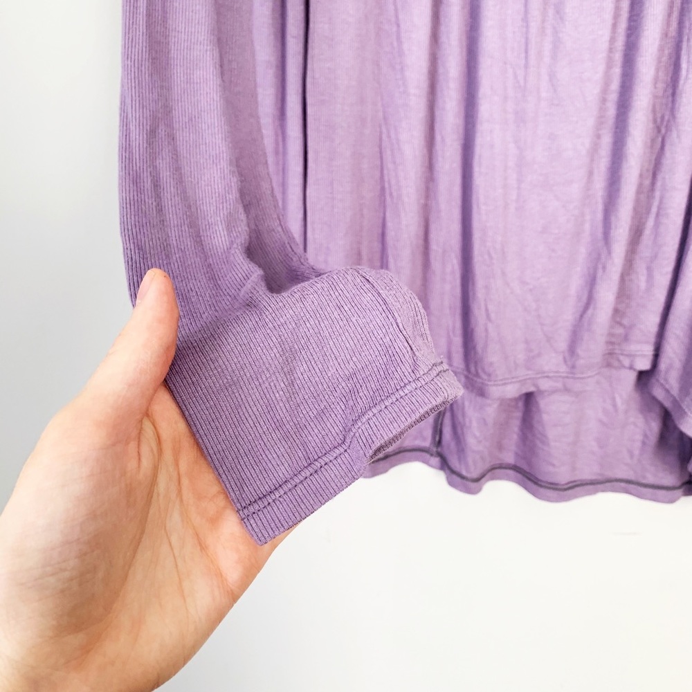 Free People Love Valley Long Sleeve Top Purple Tee - Picture 9 of 16